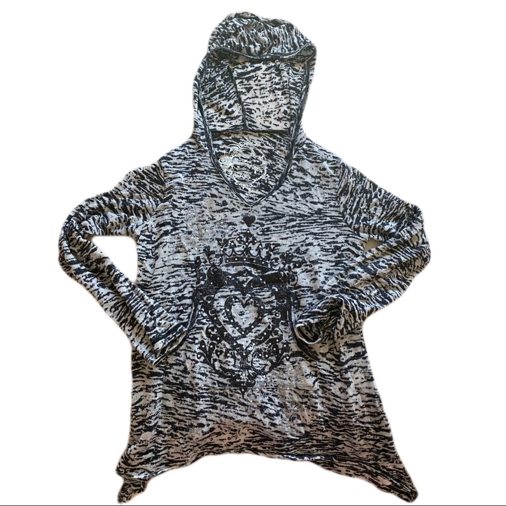 The Children’s Place Girls Place Sparkly Black and White Hoodie Shirt si…